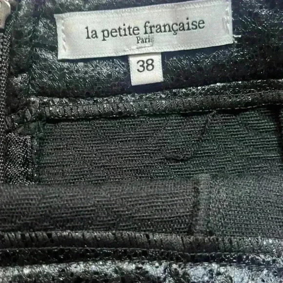 La Petite Française Black Sparkle Tulip Hem Patent Leather Accents Mini 38EU/6US - Picture 4 of 8